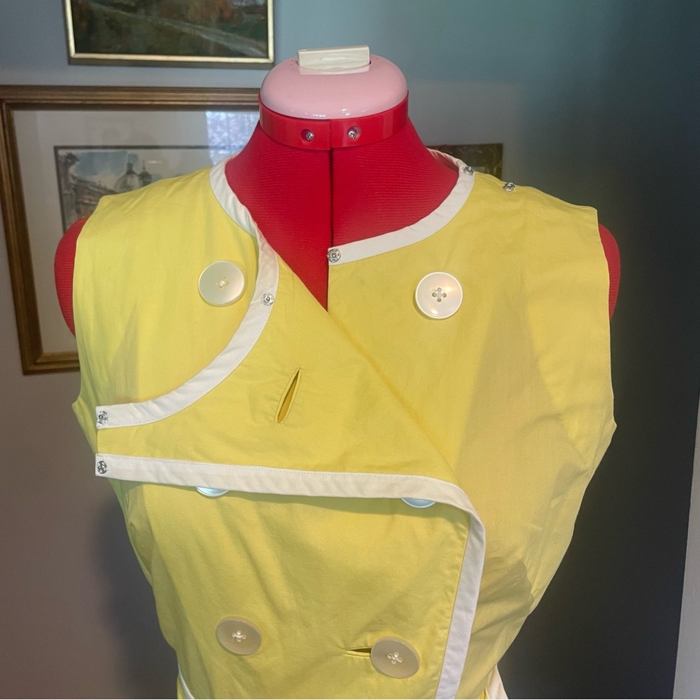 VTG 1950s Yellow Fit & Flare Day Dress / Full Skirt & Wrap Top - Picture 2 of 16